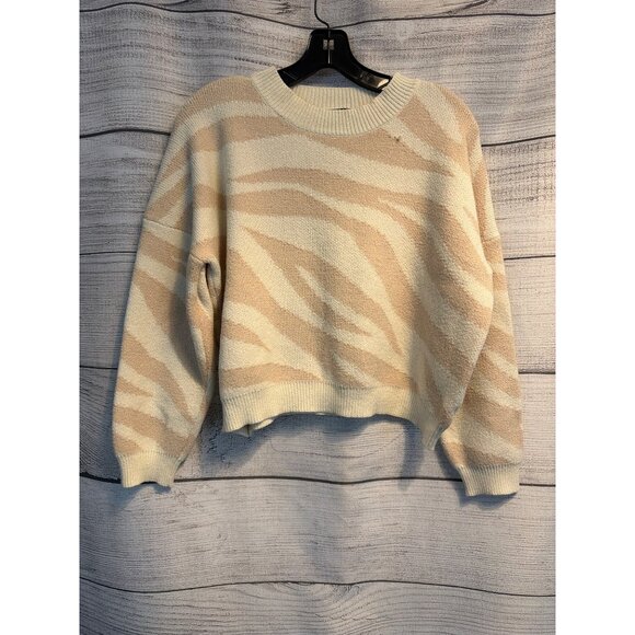 Lulus Zebra Stripe Cream Knit Sweater Size M - Picture 1 of 4